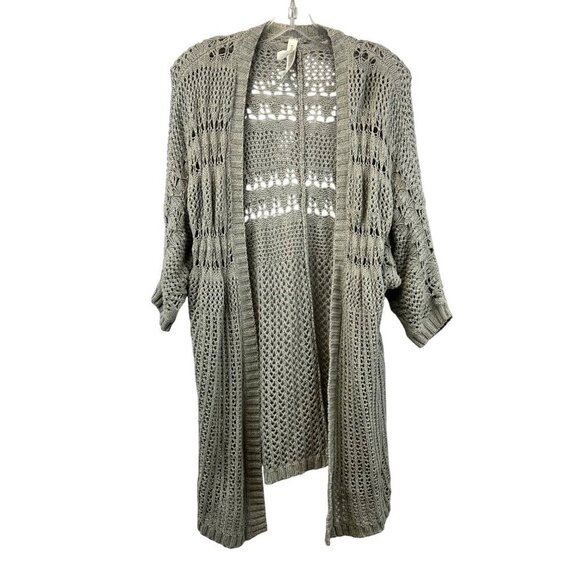 Aeropostale Womens Open Knit 3/4 Sleeve Cardigan Open Front Gray Size XS - Picture 1 of 8